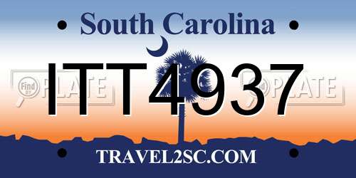 ITT4937 South Carolina License Plate