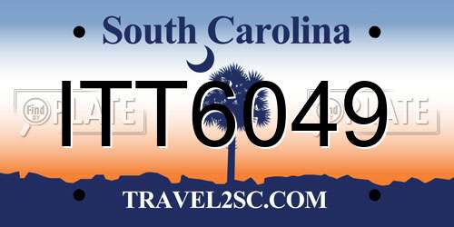 ITT6049 South Carolina License Plate