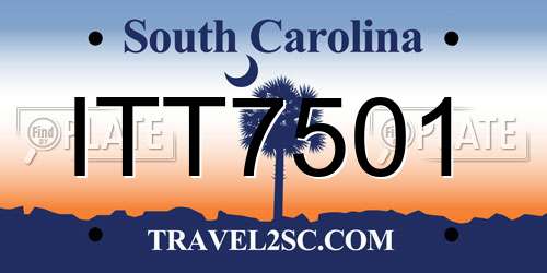 ITT7501 South Carolina License Plate
