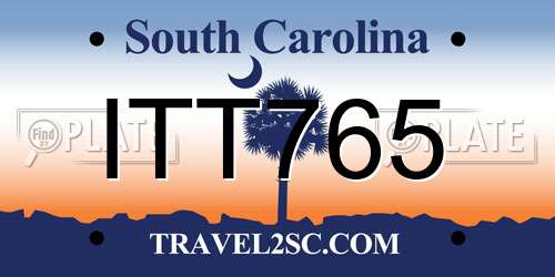 ITT765 South Carolina License Plate