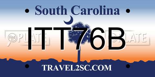 ITT76B South Carolina License Plate