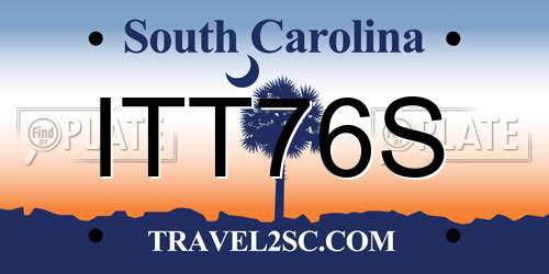 ITT76S South Carolina License Plate