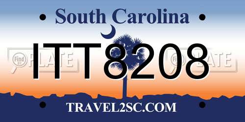 ITT8208 South Carolina License Plate