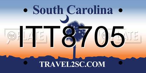ITT8705 South Carolina License Plate
