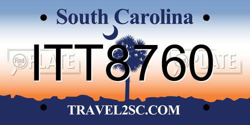 ITT8760 South Carolina License Plate