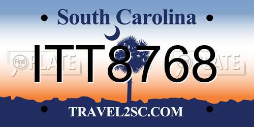 ITT8768 South Carolina License Plate