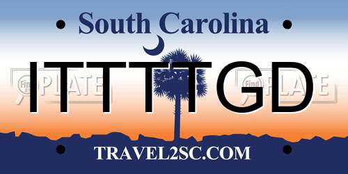 ITTTTGD South Carolina License Plate
