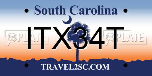 ITX34T South Carolina License Plate