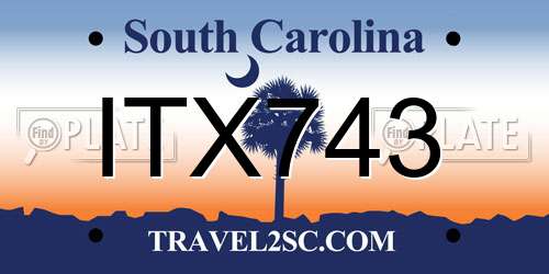 ITX743 South Carolina License Plate