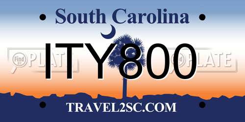 ITY800 South Carolina License Plate