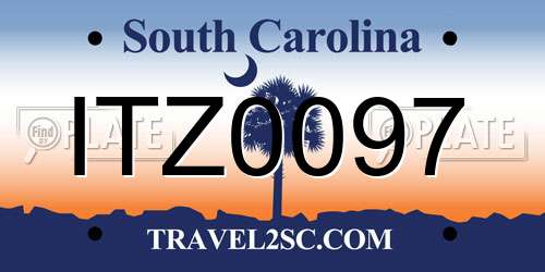 ITZ0097 South Carolina License Plate