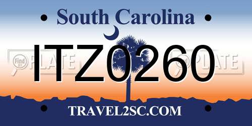 ITZ0260 South Carolina License Plate