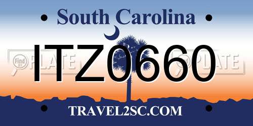 ITZ0660 South Carolina License Plate