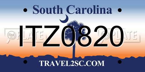 ITZ0820 South Carolina License Plate