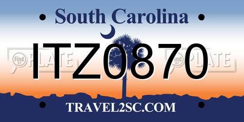 ITZ0870 South Carolina License Plate