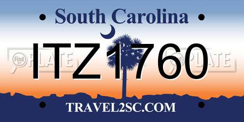 ITZ1760 South Carolina License Plate