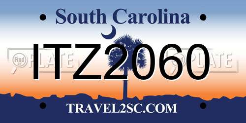 ITZ2060 South Carolina License Plate