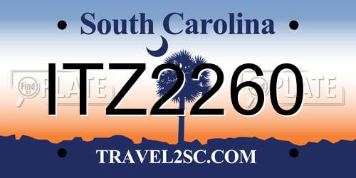ITZ2260 South Carolina License Plate