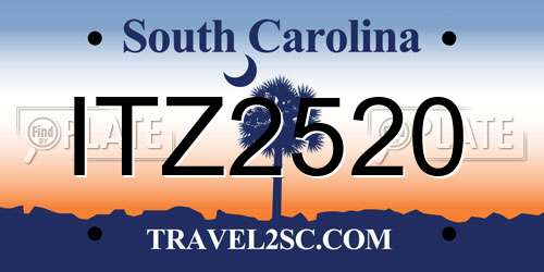 ITZ2520 South Carolina License Plate