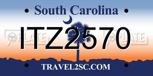 ITZ2570 South Carolina License Plate