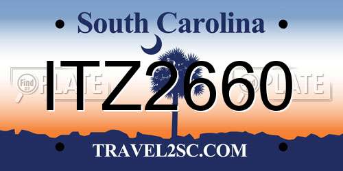 ITZ2660 South Carolina License Plate