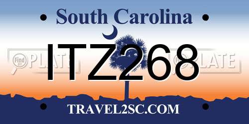 ITZ268 South Carolina License Plate