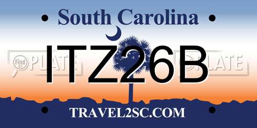 ITZ26B South Carolina License Plate
