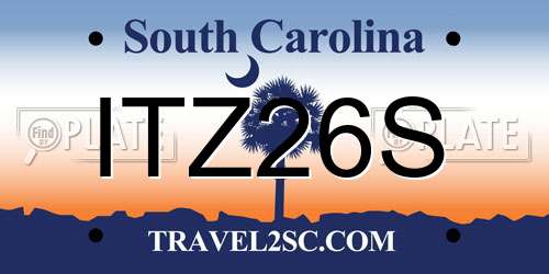 ITZ26S South Carolina License Plate