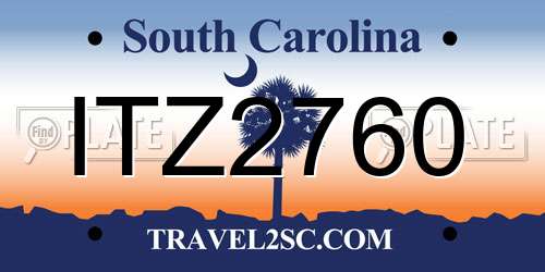 ITZ2760 South Carolina License Plate