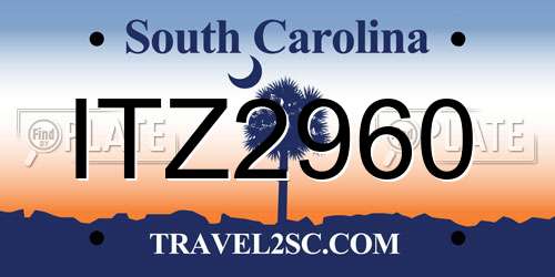 ITZ2960 South Carolina License Plate
