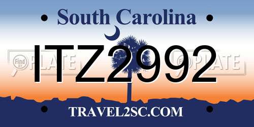 ITZ2992 South Carolina License Plate