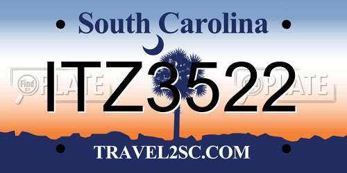 ITZ3522 South Carolina License Plate