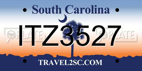 ITZ3527 South Carolina License Plate