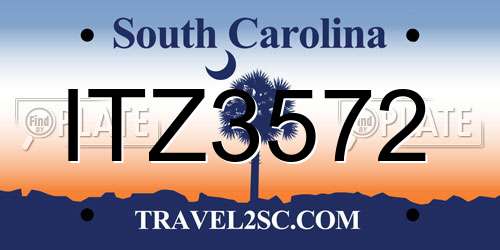 ITZ3572 South Carolina License Plate