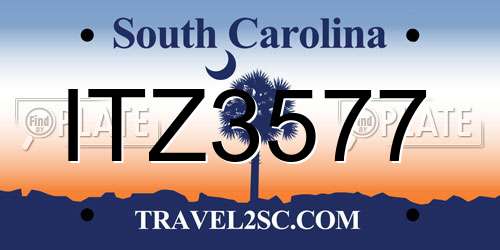 ITZ3577 South Carolina License Plate