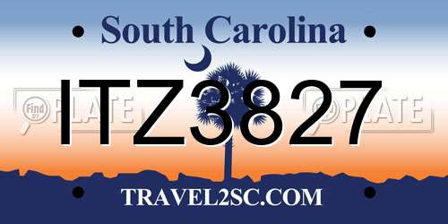 ITZ3827 South Carolina License Plate