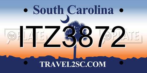 ITZ3872 South Carolina License Plate