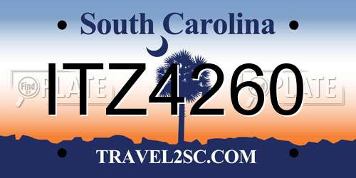 ITZ4260 South Carolina License Plate