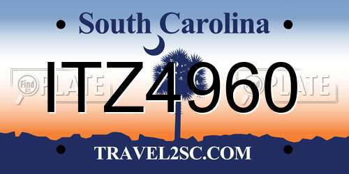 ITZ4960 South Carolina License Plate