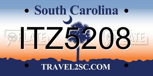 ITZ5208 South Carolina License Plate
