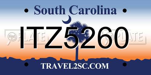 ITZ5260 South Carolina License Plate