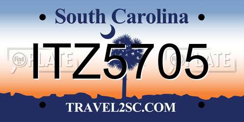 ITZ5705 South Carolina License Plate
