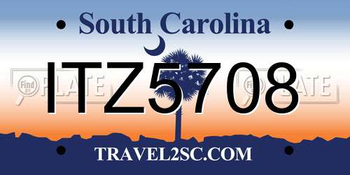 ITZ5708 South Carolina License Plate