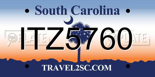 ITZ5760 South Carolina License Plate