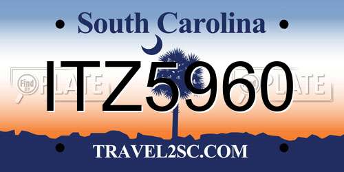 ITZ5960 South Carolina License Plate