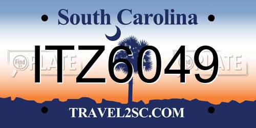 ITZ6049 South Carolina License Plate