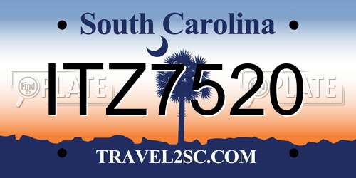 ITZ7520 South Carolina License Plate