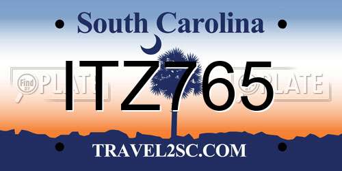 ITZ765 South Carolina License Plate
