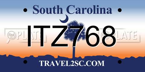 ITZ768 South Carolina License Plate