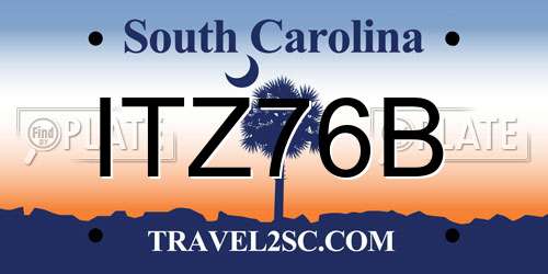 ITZ76B South Carolina License Plate